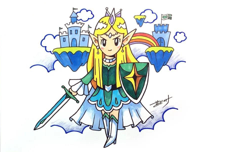 威风凛凛的精灵女王简笔画