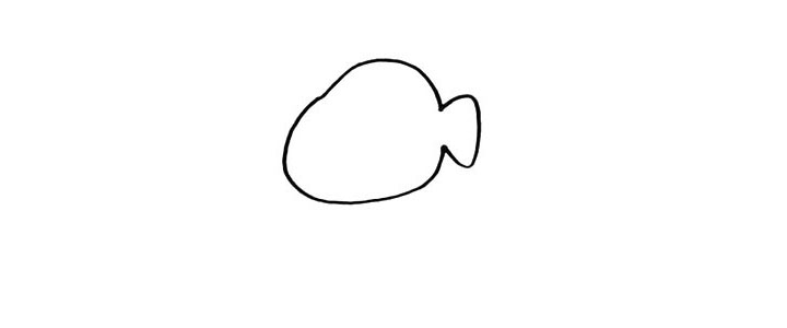 步骤1：首先画出小新胖嘟嘟的脸蛋儿.还有一只大耳朵。