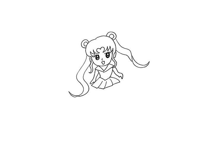 步骤12：在两侧画出美少女的手臂部分。