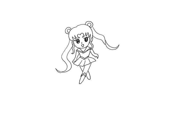 步骤15：用线条装饰一下衣服的边缘。