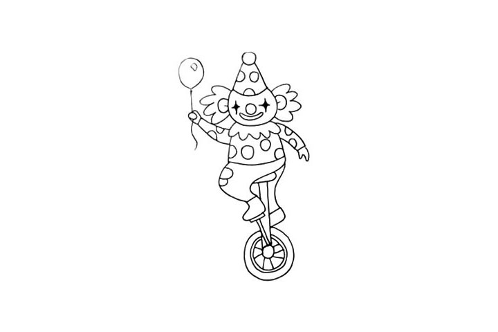 步骤15：接着在把小丑的身上装饰一下.是一些小的圆圈。