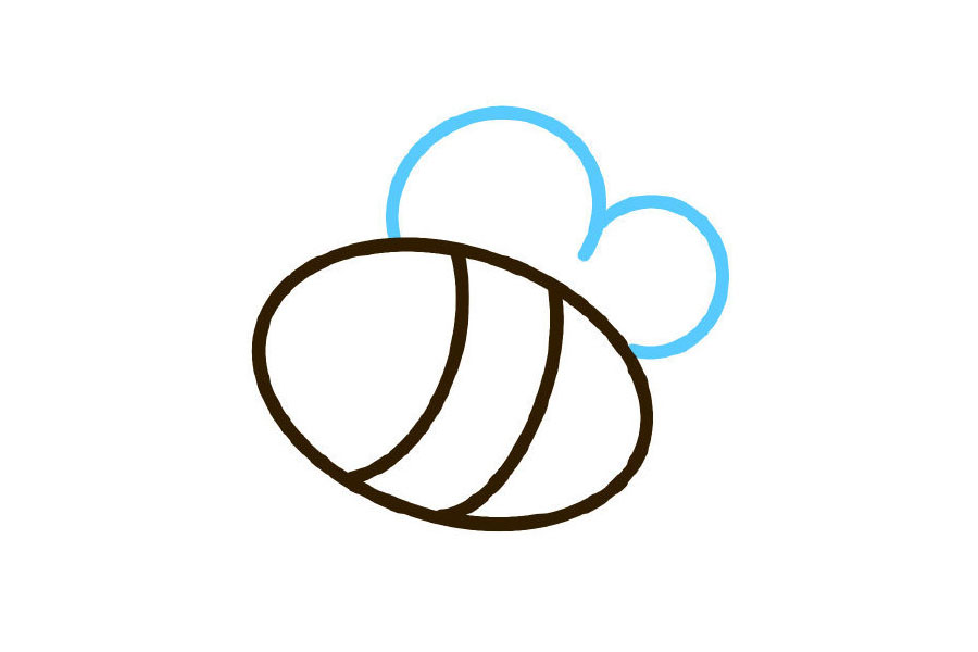 步骤3：画一个“3”字型的翅膀。