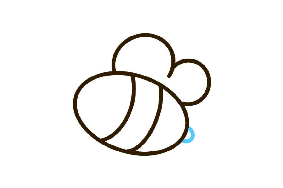 步骤4：屁股上画一个小半圆的刺。