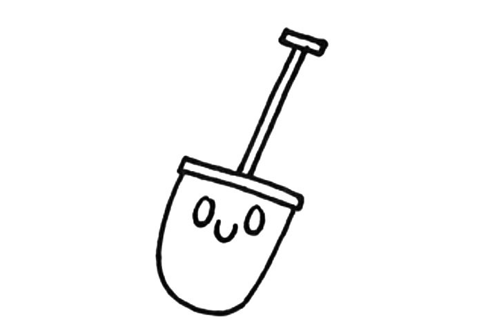 步骤3：给铁锹画出可爱的表情。