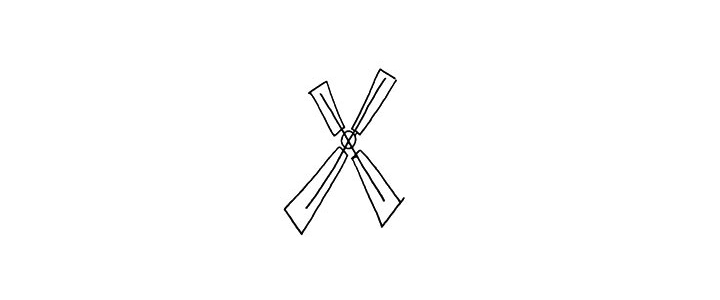 步骤2：围绕字母X勾勒出风叶。