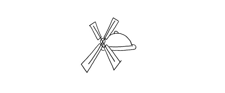 步骤3：再把小屋的屋顶勾勒出来。