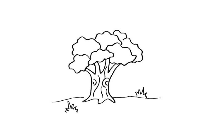 步骤7：在周围画上一些草丛装饰一下环境。