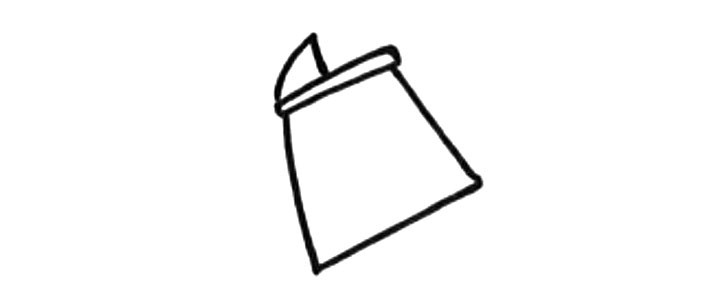 步骤2：接着画水壶的顶部。