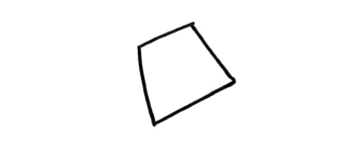步骤1：先画一个倾斜的梯形，是水壶的身体部分。