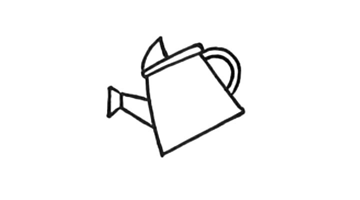 步骤3：然后画水壶的喷嘴和把手。