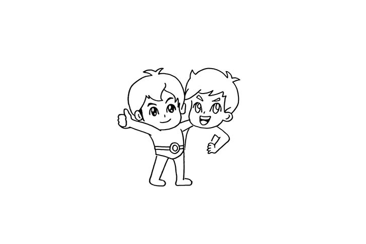 步骤10：仔细观察他的手臂是插着腰的。