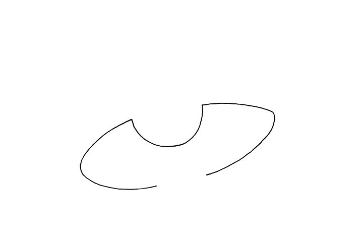 步骤2：用弧线连接出机身的下半部分.留出一个缺口。