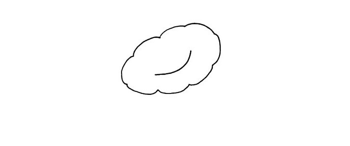 步骤2：一条向上的曲线画出喇叭花凹进去的部分。