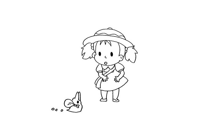 步骤11：然后我们在旁边画出她的小宠物。