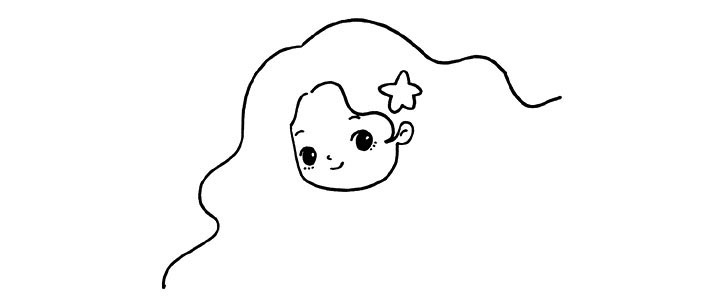 步骤2：画美人鱼的五官。