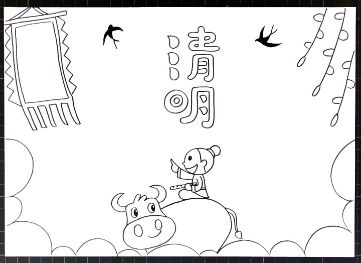 步骤4：波浪线画出一些边框。