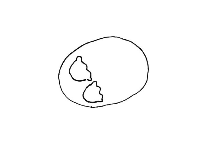 步骤3：在弧线之间，再用波浪线连接起来形成饺子的外形。