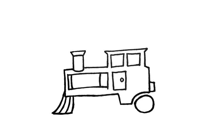 步骤5：接着勾勒出它的车轮和扫地刷。