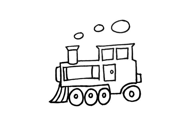 步骤7：以及它的车灯.烟雾用大小不一的圆圈代替。