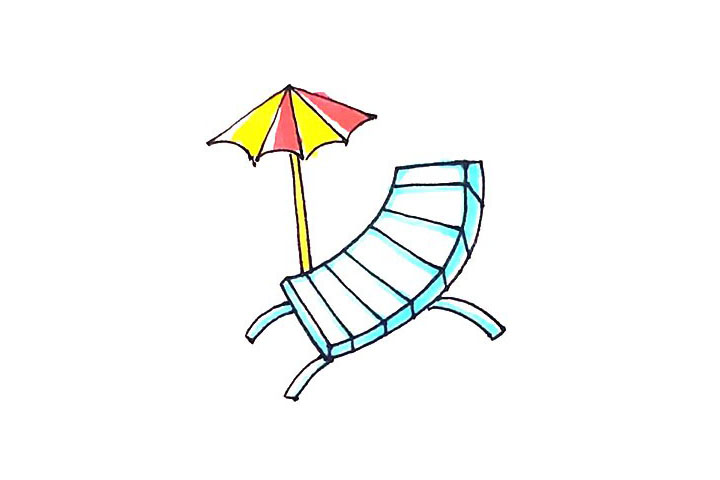 沙滩椅简笔画画法步骤