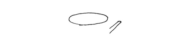 步骤1：先画上一个椭圆，旁边画上一根小树枝。