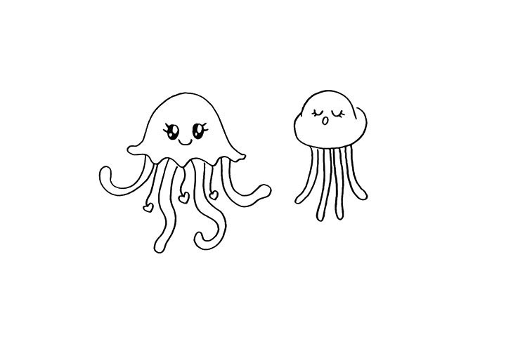 步骤5：用同样的方法画出另外一只水母。