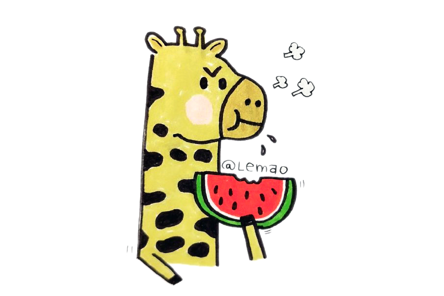 一组吃西瓜的小动物简笔画图片-图5