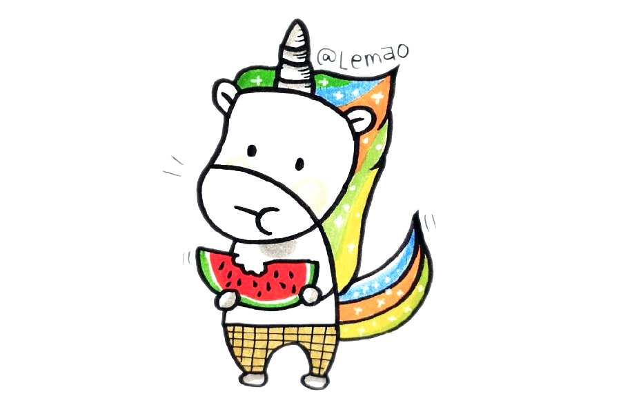 一组吃西瓜的小动物简笔画图片-图6