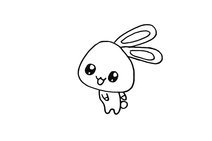 步骤6：再来画出小兔子的手臂还有它的尾巴。