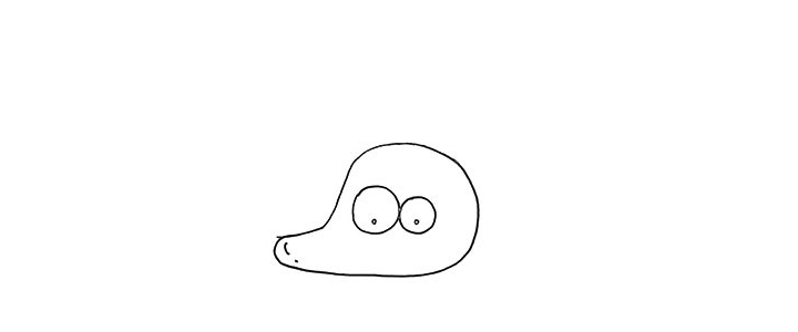 步骤2：再来画出海螺的眼睛和嘴巴。