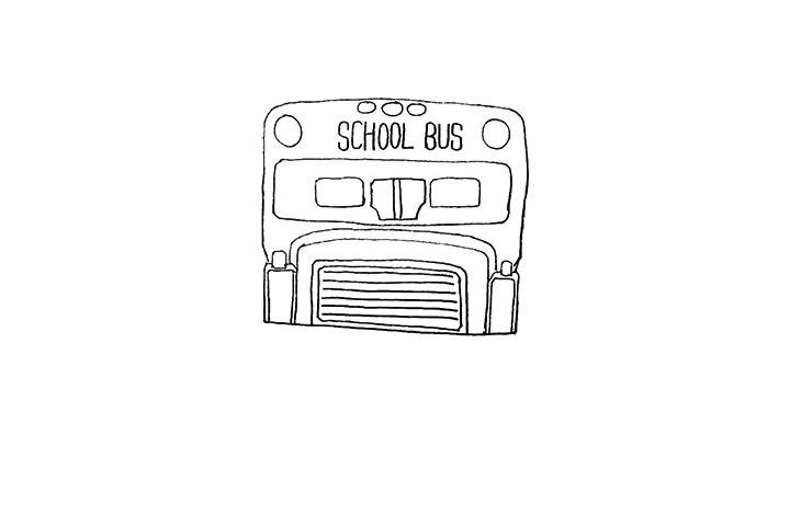 步骤6：还有车头上方的车灯.以及写上SCHOOL BUS。