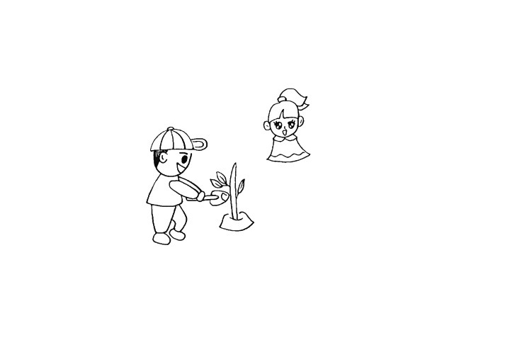 步骤8：画出她的裙摆.以及上面的纹理。