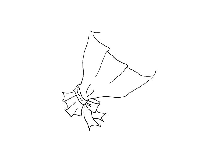 步骤3：接着给它画一个漂亮的蝴蝶结。