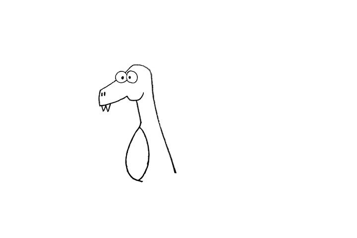 步骤5：接着用一个椭圆勾勒出翼龙的肚子。