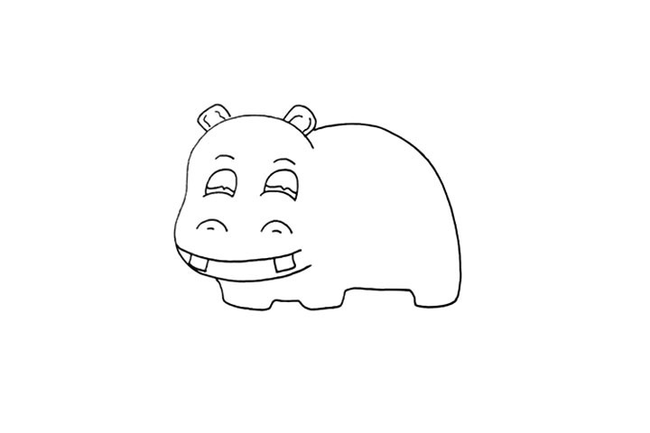 步骤5：在一侧画出它的身体.线条要画的圆润一些。