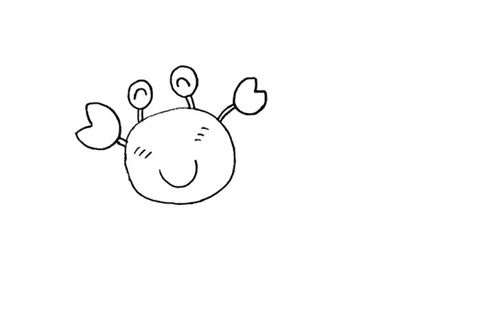 步骤4：还有螃蟹大大的钳子也勾勒出来。