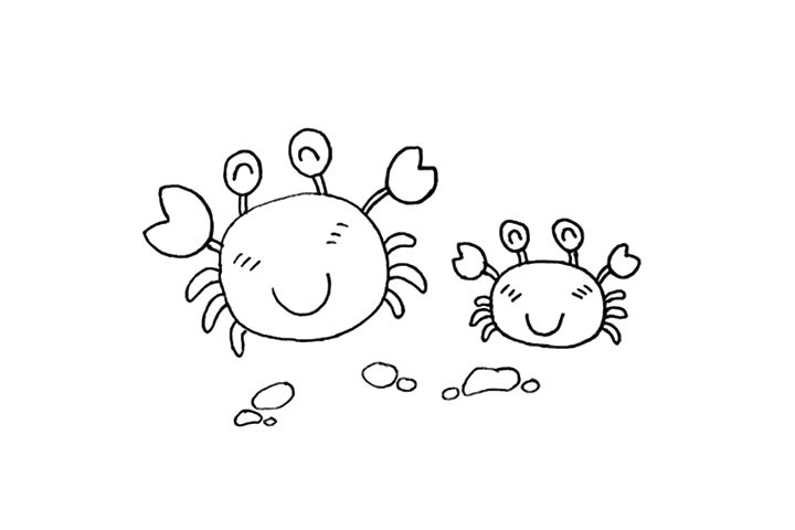 步骤7：然后在周围的空白处画上大小不一的石块。