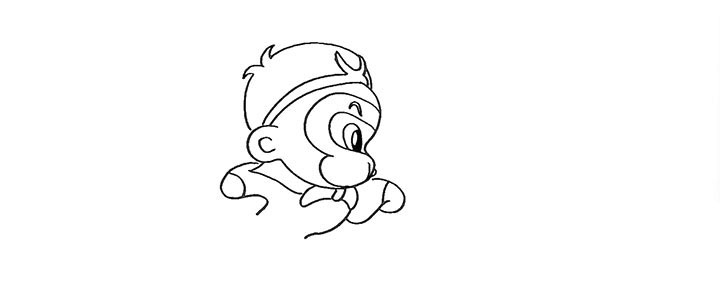 步骤8：再来画出他张开的手臂。