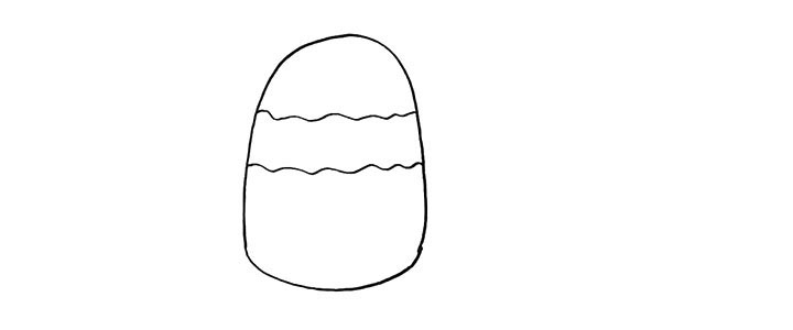 步骤2：用两条波浪线画出奶油的纹理。