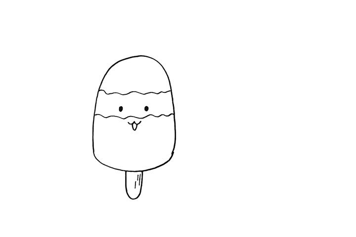 步骤4：向下画出雪糕柄.注意上面的纹理。