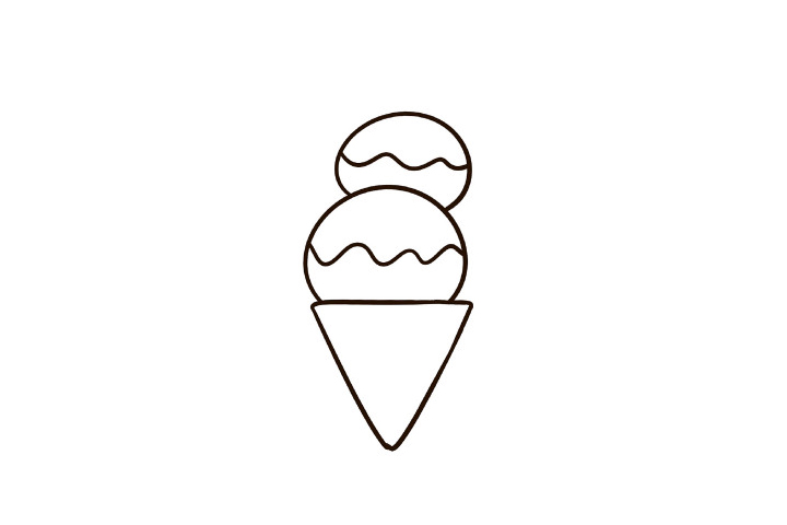 三层蛋卷冰淇淋简笔画教程-图3
