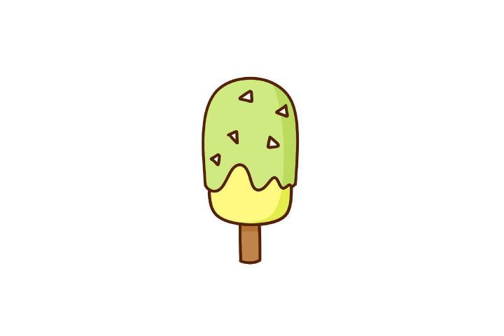 抹茶味巧克力雪糕简笔画教程