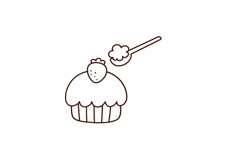 草莓蛋糕冰淇淋简笔画教程-图5