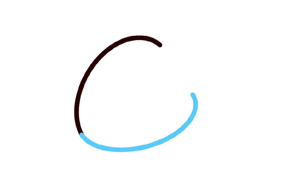 步骤2：再画另一半弧线。