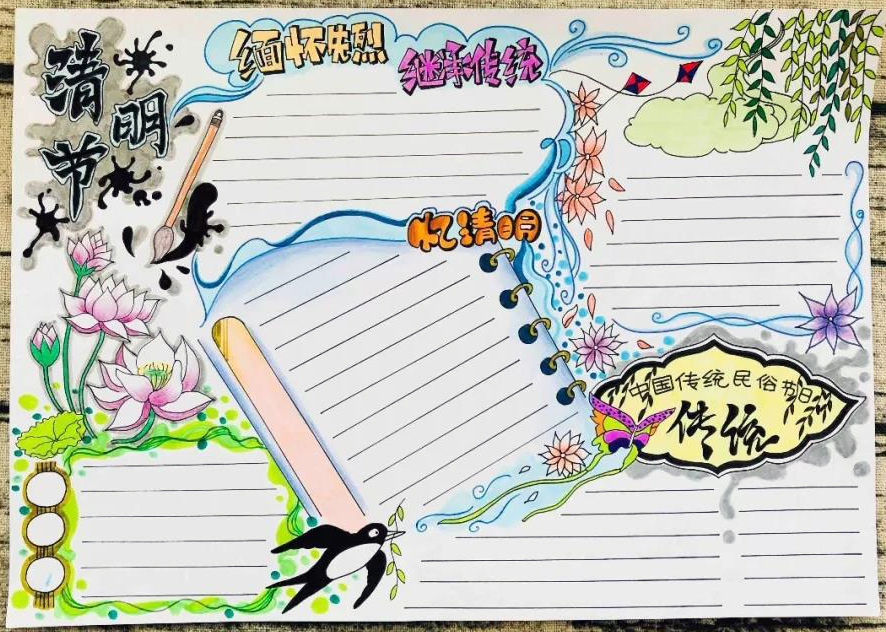 清明节缅怀先烈继承传统手抄报