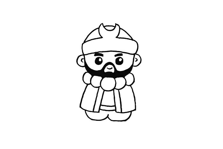 步骤9：还有他的裤子部分.线条要画的圆润一些。