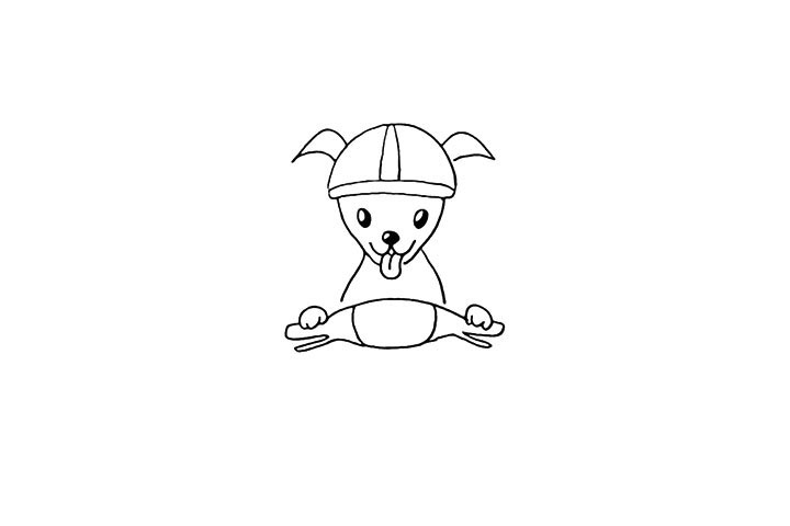 步骤8：它正在骑着摩托.先画上摩托的车把。