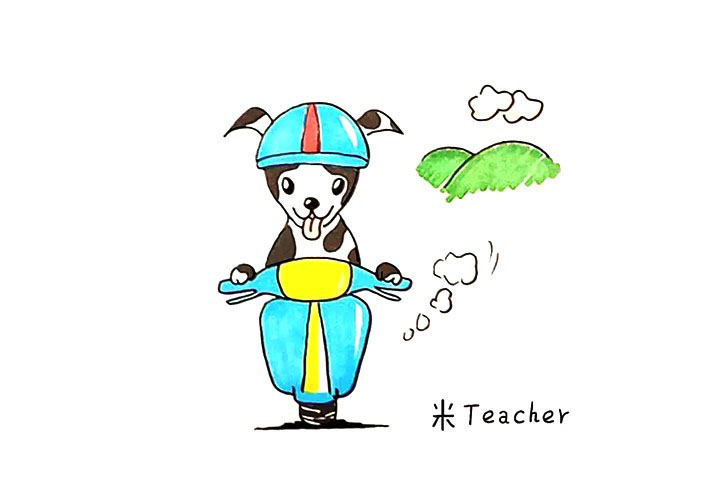 骑摩托的小狗简笔画画法步骤