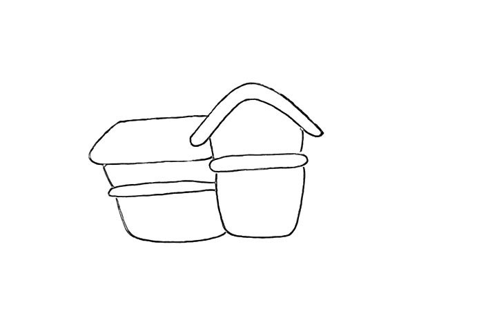 步骤3：以及左侧低一些的房身。