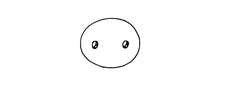 步骤2：在画上它圆圆的眼睛留出高光部分。